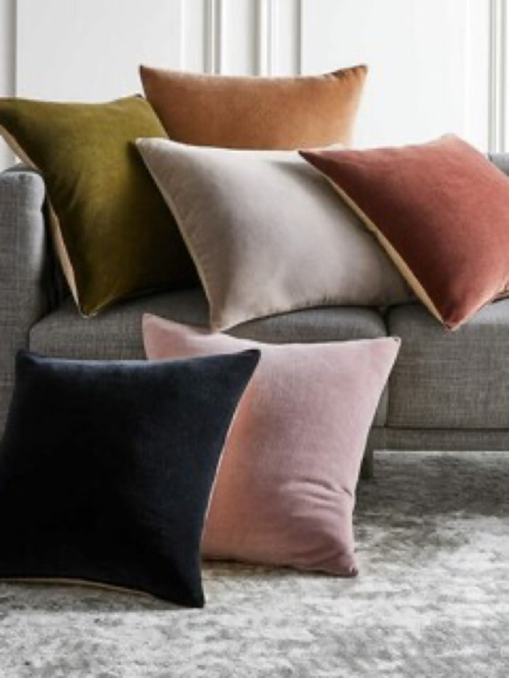 CB2 LEISURE COPPER COTTON VELVET PILLOW COVER 23 x 23in
